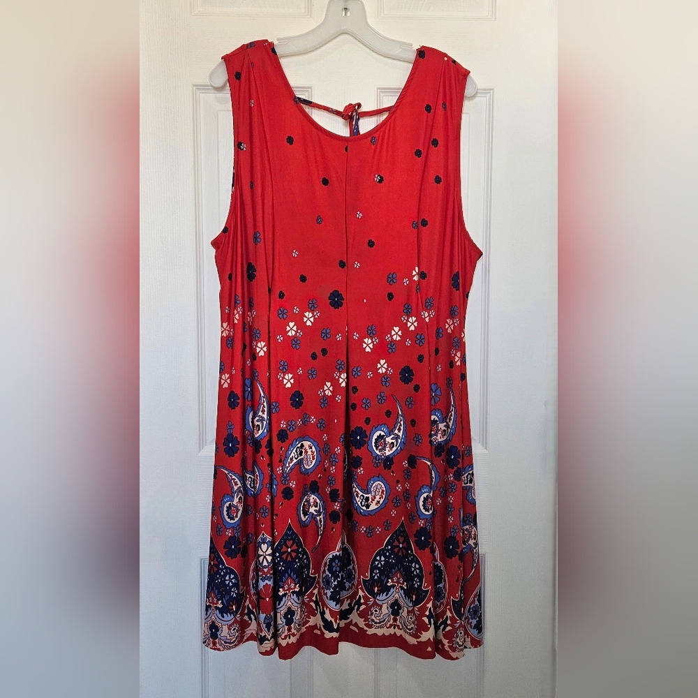 Ice Silk Red Sleeveless Paisley Dress 2xl